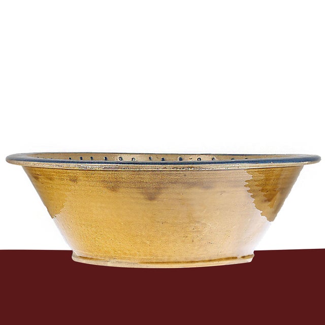 Traditional Early 20th Century Gold, Blue, and Brown Glaze Decorative Bowl For Sale - Image 3 of 5