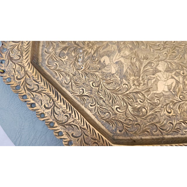 Art Deco Octagonal Openwork Brass Tray, Kashmir, 1920s For Sale - Image 3 of 6