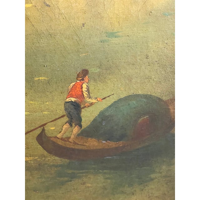 Antique Italian Ponte Rialto Handpainted Parchment Leather Floor Screen For Sale - Image 12 of 18