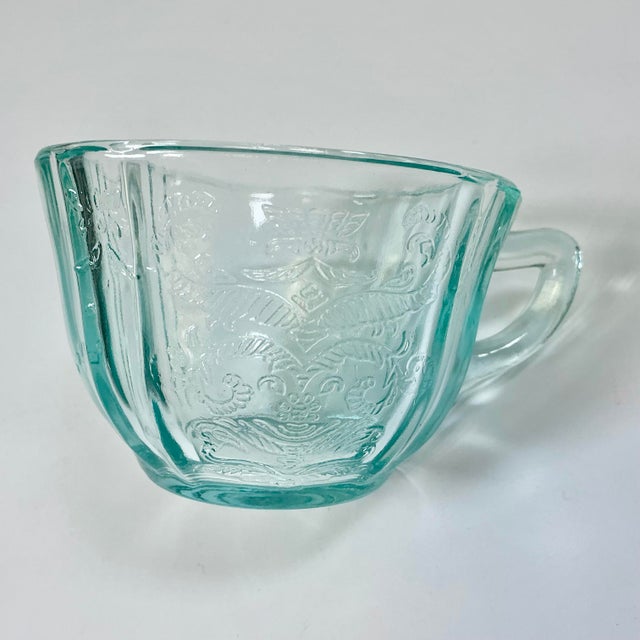 Tiffany Blue 1970s Vintage Art Deco Hollywood Regency Indiana Glass Co. Recollection Cups & Saucers - Set of 30, 15 Settings For Sale - Image 8 of 9