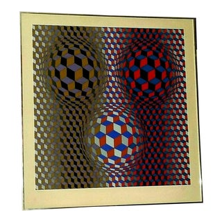 1980 "Nebulous" Op Art Abstract Silkscreen by Victor Vasarely, Framed For Sale