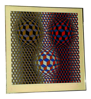 1980 "Nebulous" Op Art Abstract Silkscreen by Victor Vasarely, Framed