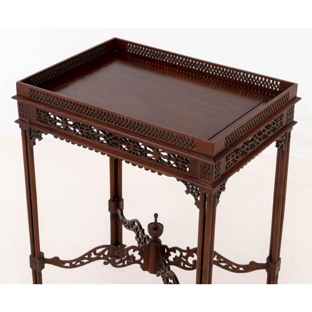 Wood Chinese Chippendale Style Mahogany Silver Table For Sale - Image 7 of 9