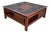 Square Coffee Table in Wood with Black Glass Top, 1990s For Sale