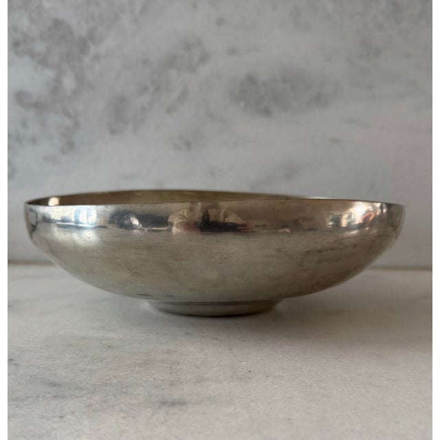 Vintage organic shaped hand made pewter bowl by Riverwood Pewter in Dillsboro, NC circa 1985. Makers mark and date...