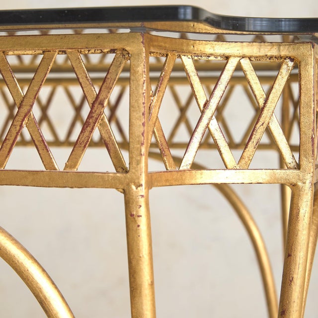 Vintage Italian Gilt Bronze Desk or Dining Table with Smoked Glass Top For Sale - Image 9 of 11