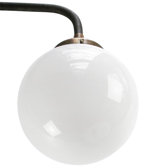 Metal Vintage White Opaline Glass and Cast Iron Sconce For Sale - Image 7 of 9