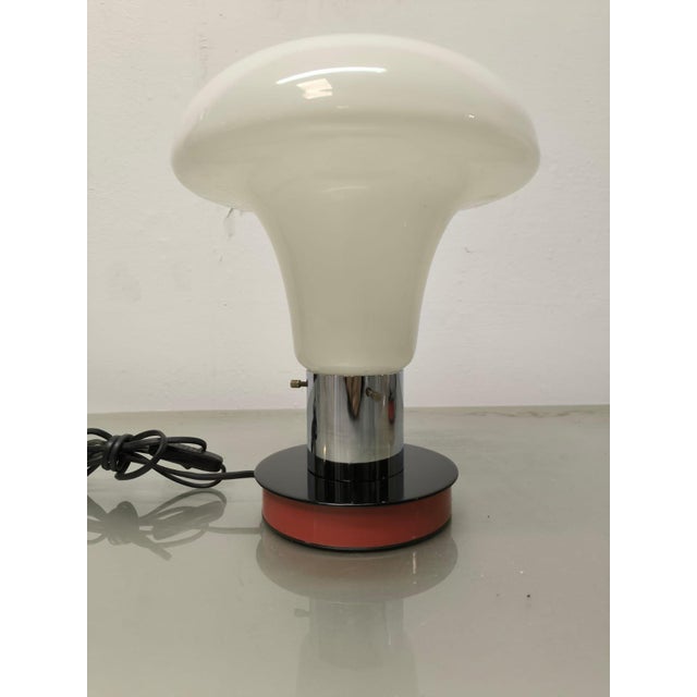 Mid-Century Modern Space Age White Glass Table Lamp, 1970s For Sale - Image 3 of 12