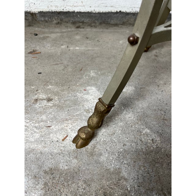 Silver Neoclassical Gueridon Drink Table in Brushed Steel & Brass Maison Jansen Style For Sale - Image 8 of 8