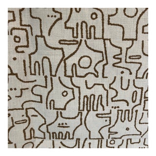 Kerry Joyce Tribal Rune Linen Fabric For Sale