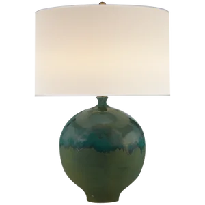 AERIN for Visual Comfort Signature Gaios Table Lamp in Volcanic Verdi with Linen Shade