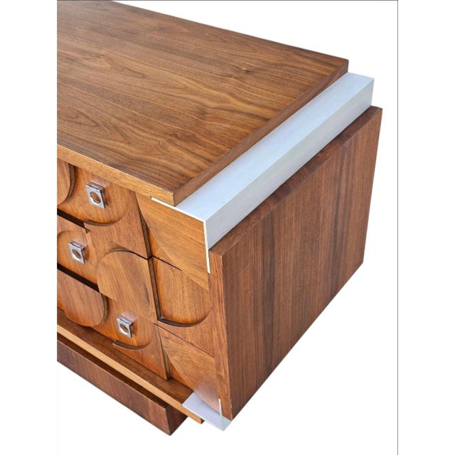 Mid Century Mosaic Brutalist Modern Walnut Dresser by Tobago For Sale - Image 10 of 18