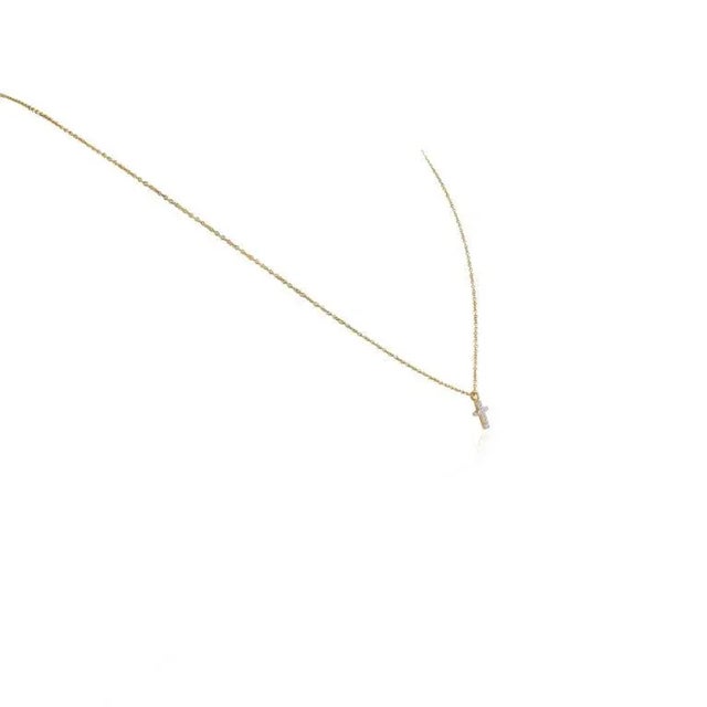 Modern Traditional Diamond Cross Necklace in 18k Solid Yellow Gold For Sale - Image 3 of 11