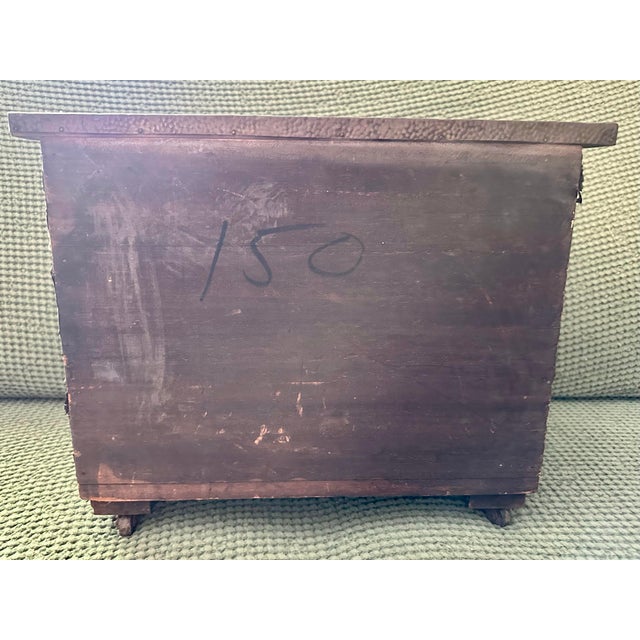 Antique Early 20th Century Nautical Themed Wooden Coal/Firewood Box With Brass Embossed Exterior Panels For Sale - Image 4 of 12