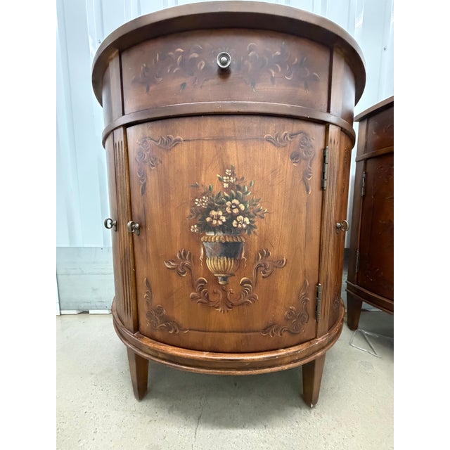 Pair of Ethan Allen Demi Lune Console Cabinets make great nightstands. Excellent storage with large center cabinet, two...
