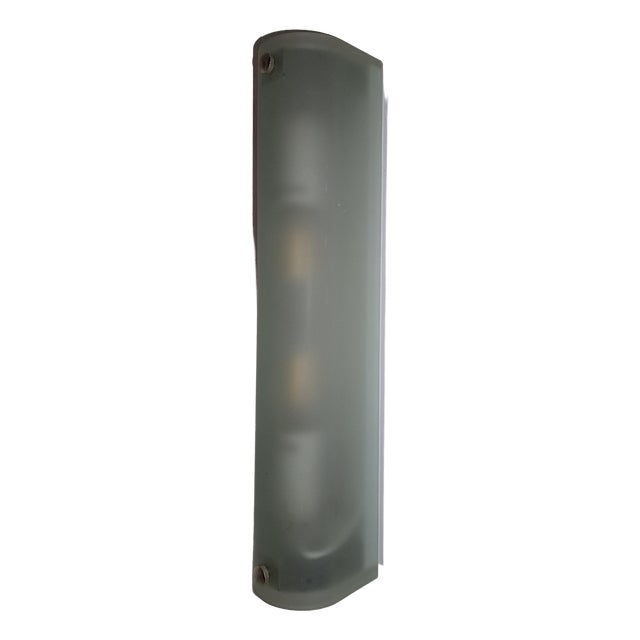 Vintage Wall Lamp with Frosted Glass Shade and Chrome-Plated Metal Mount, 2000s For Sale