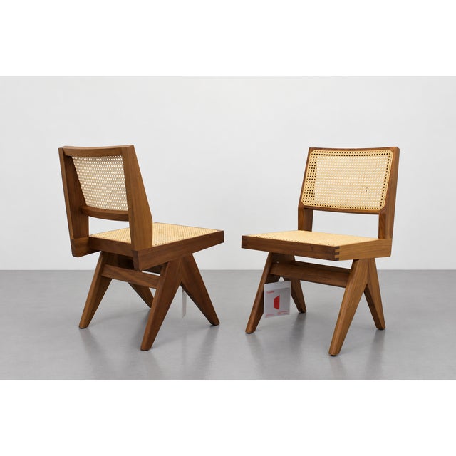 Mid-Century Modern Capitol Complex Chairs by Pierre Jeanneret for Cassina, 2010s, Set of 2 For Sale - Image 3 of 9