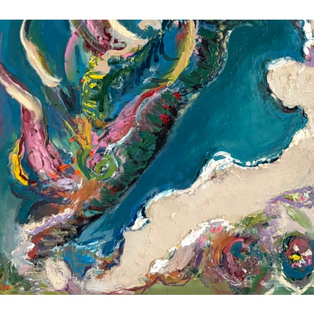 Aerial Seascape Abstract, Original Oil Painting, Rare Art For Sale - Image 12 of 12