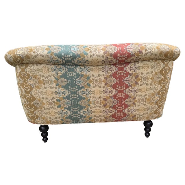 1960s Queen Anne Brocade Love Seat Sofa Couch For Sale - Image 10 of 13