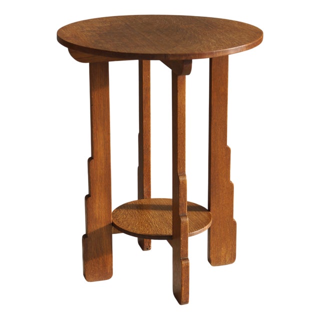 Dutch Amsterdam School Art Deco Stepped Side Table with Ball Feet, 1920s For Sale