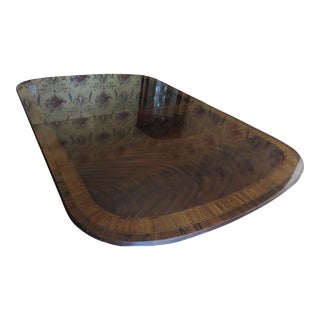 1990s Double Pedestal Regency Style Mahogany Dining Table With Custom Table Pad For Sale