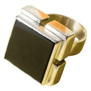 Silver and Onyx Ring by Helge Narsakka, 1963 For Sale