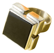 Silver and Onyx Ring by Helge Narsakka, 1963