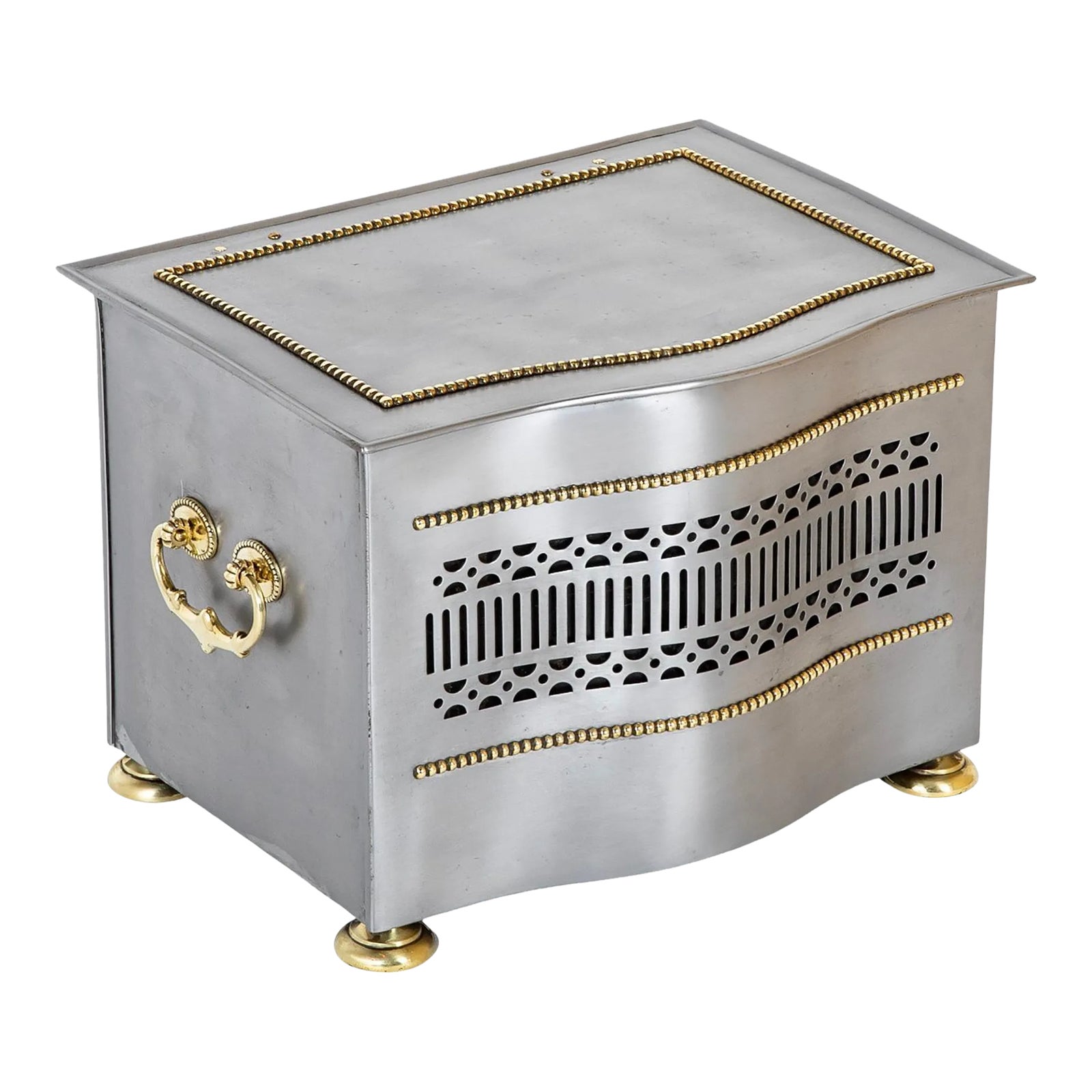 Early 20th Century Regency Style Brushed Steel & Brass Tinder Box ...
