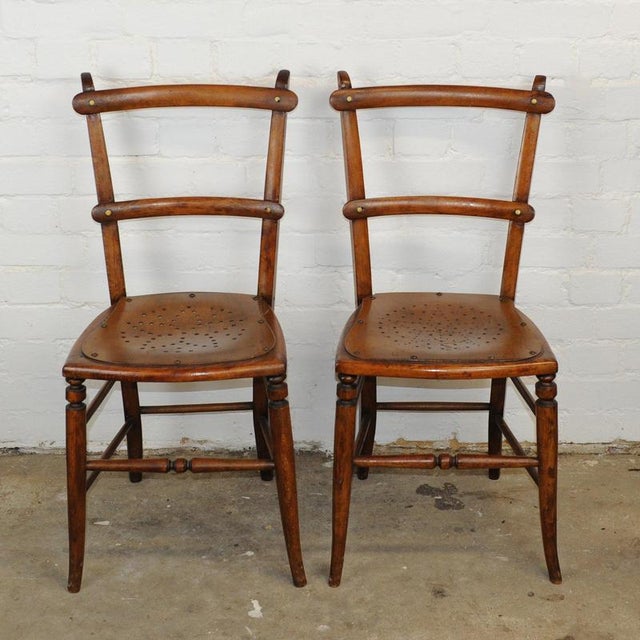 Vintage Punched Seat Dining Chairs in Wood from Luterma, Estonia, Set of 2 For Sale - Image 6 of 15