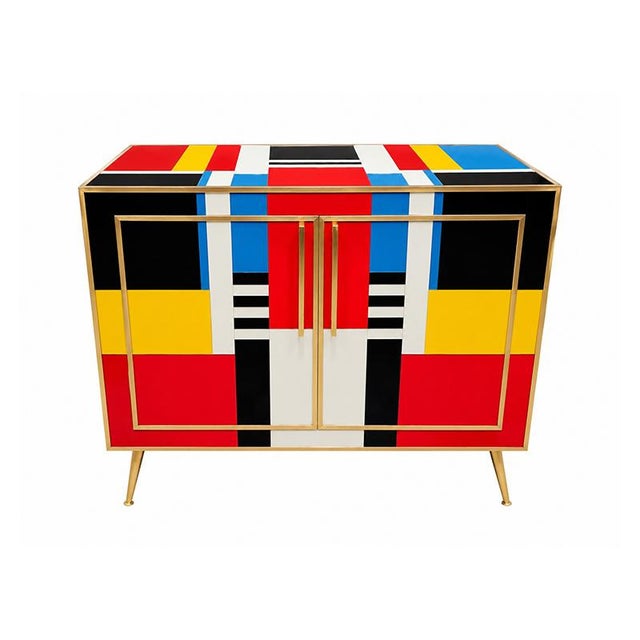Multicolored Glass Sideboard, 1980s For Sale - Image 4 of 4