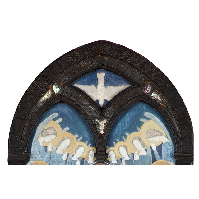 Yvonne Clarinval, Vierge à l'Enfant et Saints, 1910, Mixed Media, Framed For Sale - Image 4 of 16