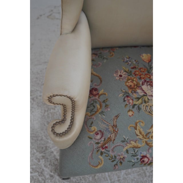 Wood Antique Chippendale Mahogany Wing Chair W. Needlepoint For Sale - Image 7 of 18