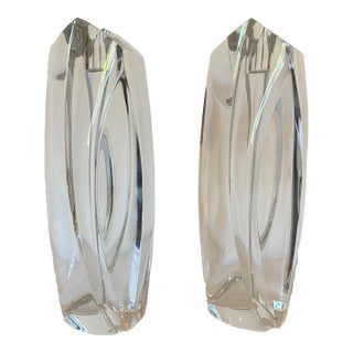 Pair of Late 20th Century Baccarat Crystal Candlesticks Designed by Robert Rigot For Sale