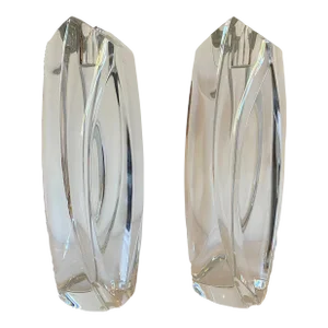 Pair of Late 20th Century Baccarat Crystal Candlesticks Designed by Robert Rigot