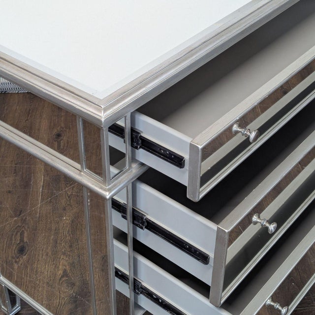 Silver Worlds Away Three Drawer Mirrored Chest/Nightstand For Sale - Image 8 of 11