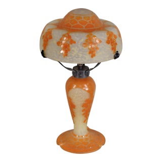 French Art Deco Lamp by Le Verre Francais Schneider - Cameo 1925 France For Sale