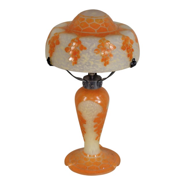 French Art Deco Lamp by Le Verre Francais Schneider - Cameo 1925 France For Sale