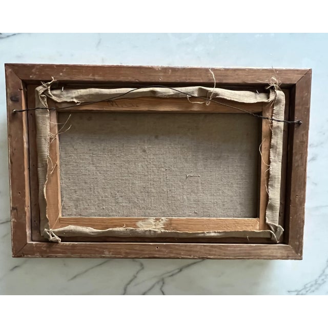 Vintage Midcentury Abstract Animal Oil Painting on Canvas of Roosters in Gold Frame Signed For Sale - Image 11 of 11