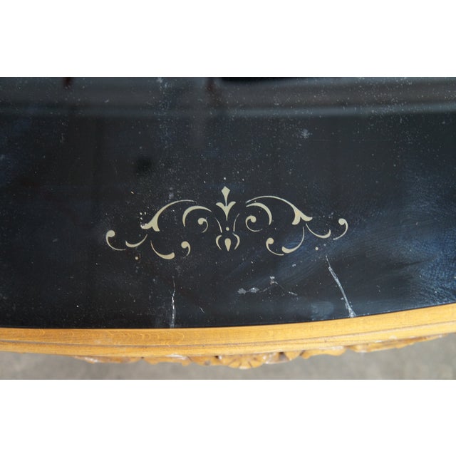 Wood Antique Italian Baroque Venetian Walnut Burl Black Top Glass Dining Table Desk For Sale - Image 7 of 18