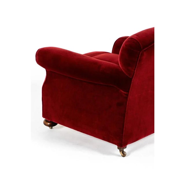 Victorian Red Velvet Armchair For Sale - Image 6 of 13