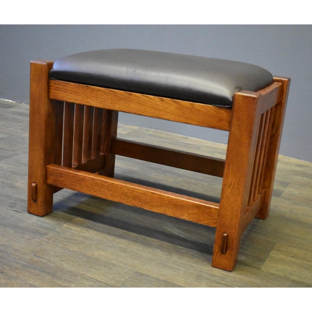 Mission Oak Footstool - Wide Spindles (2 Colors Available) For Sale - Image 4 of 7