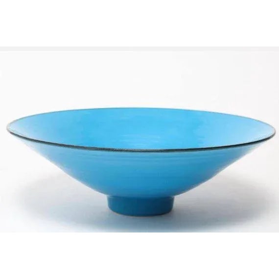 George Wilson mid-century English blue studio pottery bowl. Circa 1950, the blue limited edition #39/200 fruit bowl marked...