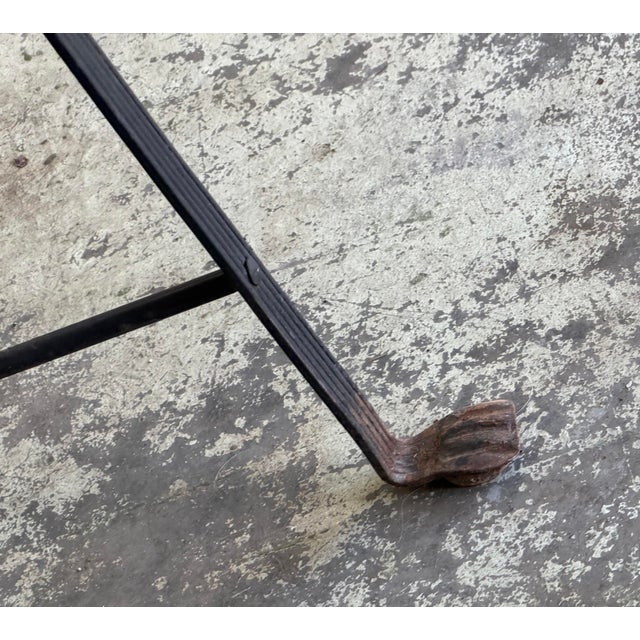 Vintage Regency-Style Reeded Wrought-Iron Garden Bench With Paw Feet For Sale - Image 12 of 12
