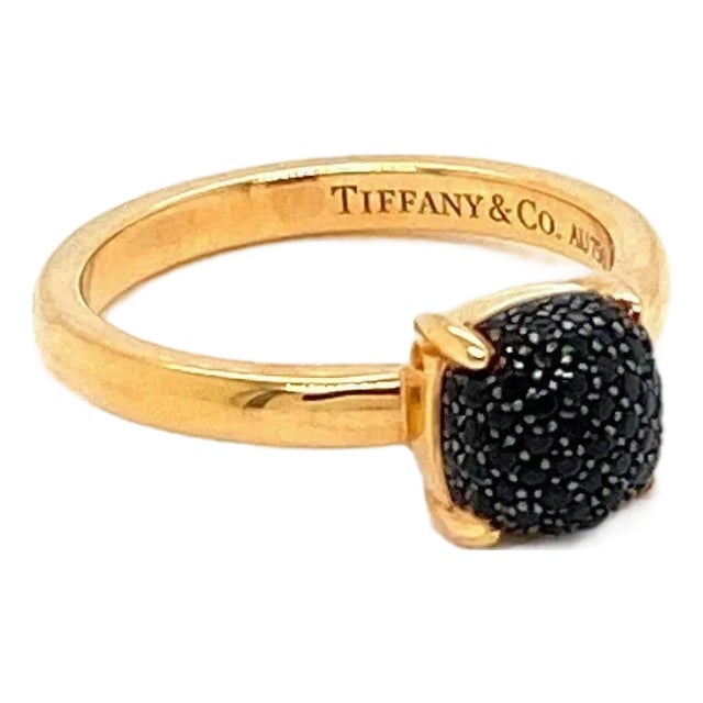 Tiffany & Co. Picasso Black Spinel Sugar Stacks 18k Rose Gold Ring, Size 5 For Sale