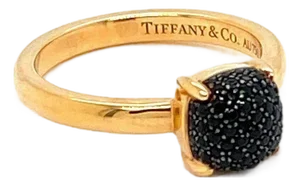 Tiffany & Co. Picasso Black Spinel Sugar Stacks 18k Rose Gold Ring, Size 5