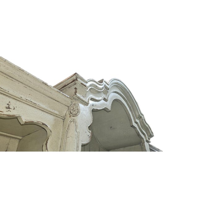 Habersham Grand European Style Distressed Cassic White Hutch, Attributed For Sale - Image 14 of 17
