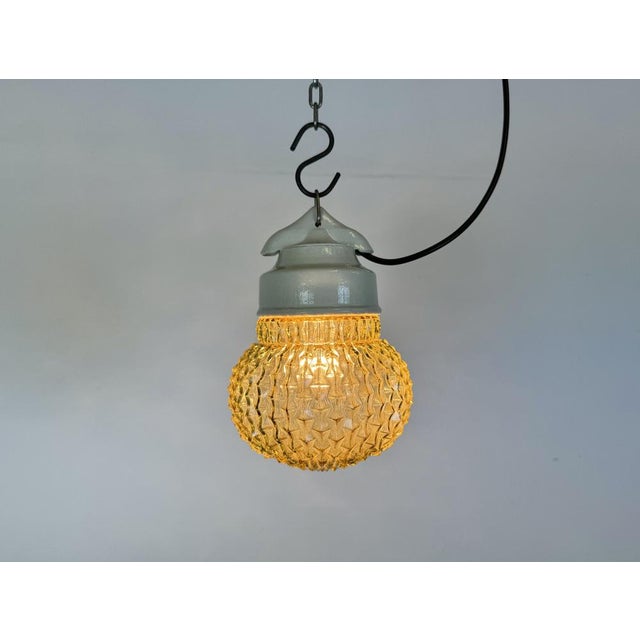 Vintage White Porcelain Pendant Light, 1970s For Sale - Image 14 of 16
