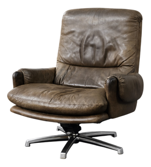 Mid-Century Modern German Brown Leather Lounge Swivel Chair from Musterring, 1960s