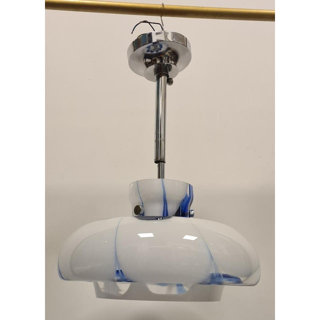 Space Age Hanging Light in Blue and White, 1980s For Sale - Image 15 of 15