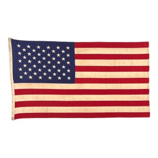 Vintage Cotton American Flag With Embroidered Stars For Sale